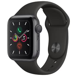 Apple Watch (Series 5) 2019 GPS 44 mm - Titanium Spacezwart - Sportbandje Zwart