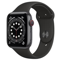 Apple Watch (Series 6) 2020 GPS + Cellular 44 mm - Titanium Spacegrijs - Geweven sportbandje Zwart