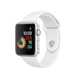 Apple Watch (Series 2) 2016 GPS 42 mm - Roestvrij staal Zilver - Geweven sportbandje Wit