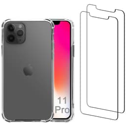 Hoesje iPhone 11 Pro en 2 beschermende schermen - Gerecycled plastic - Transparant