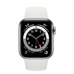 Apple Watch Series 6 (2020) GPS + Cellular 40 mm - Roestvrij staal Zilver - Sportbandje Wit