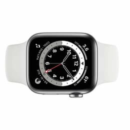 Apple Watch Series 6 (2020) GPS + Cellular 40 mm - Roestvrij staal Zilver - Sportbandje Wit