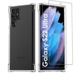 Hoesje Galaxy S22 Ultra 5G en 2 beschermende schermen - Silicone - Transparant