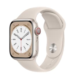 Apple Watch (Series 8) 2022 GPS + Cellular 41 mm - Aluminium Sterrenlicht - Sportbandje Sterrenlicht