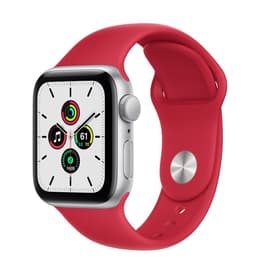 Apple Watch (Series 5) 2019 GPS 40 mm - Aluminium Zilver - Geweven sportbandje Rood