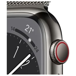 Apple Watch Series 8 (2022) GPS + Cellular 41 mm - Roestvrij staal Grafiet - Milanees bandje Zwart