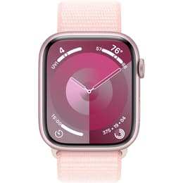 Apple Watch Series 9 (2023) GPS 41 mm - Aluminium Roze - Geweven sportbandje Roze