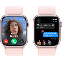 Apple Watch Series 9 (2023) GPS 41 mm - Aluminium Roze - Geweven sportbandje Roze