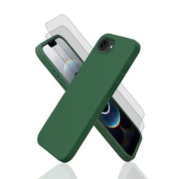 Hoesje iPhone 16e en 2 beschermende schermen - Silicone - Groen