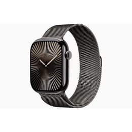 Apple Watch Series 10 (2024) GPS + Cellular 46 mm - Titanium Leisteen - Milanees bandje Zwart