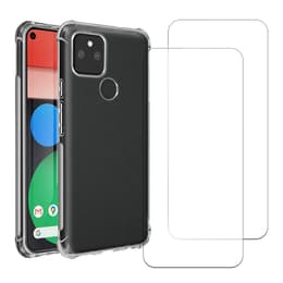 Hoesje Pixel 5 en 2 beschermende schermen - TPU - Transparant