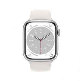 Apple Watch (Series 8) 2022 GPS 45 mm - Aluminium Zilver - Sportbandje Wit