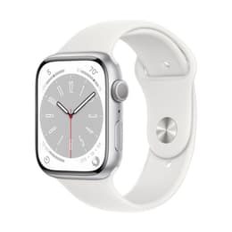 Apple Watch Series 8 (2022) GPS 45 mm - Aluminium Zilver - Sportbandje Wit