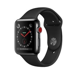 Apple Watch (Series 3) 2017 GPS + Cellular 38 mm - Roestvrij staal Zwart - Sport armband Zwart