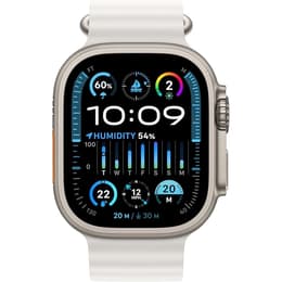 Apple Watch Ultra 2 (2023) GPS + Cellular 49 mm - Titanium Naturel titanium - Ocean-bandje Wit