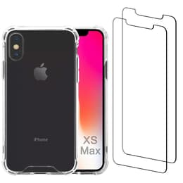 Hoesje iPhone XS Max en 2 beschermende schermen - Gerecycled plastic - Transparant