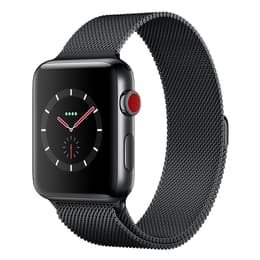 Apple Watch (Series 3) 2017 GPS + Cellular 42 mm - Roestvrij staal Spacegrijs - Milanees Zwart