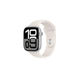 Apple Watch Series 10 (2024) GPS + Cellular 46 mm - Aluminium Zilver - Sportbandje Sterrenlicht