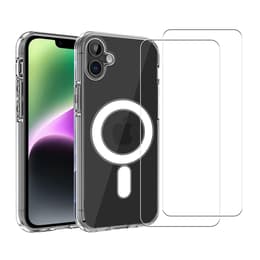 Hoesje iPhone 16 Plus en 2 beschermende schermen - TPU - Transparant