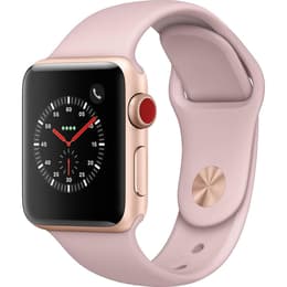 Apple Watch Series 3 (2017) GPS + Cellular 42 mm - Aluminium Goud - Sportbandje Roze
