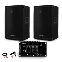Ibiza Sound Paire d'enceinte Sono passive IBIZA DISCO10B TRAPEZOIDALE 10" 1000W BassReflex + Table de Mix + Câble PC PA speaker