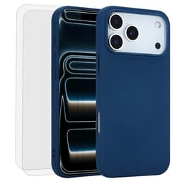 Hoesje iPhone 17 Pro en 2 beschermende schermen - Silicone - Blauw