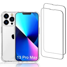 Hoesje iPhone 13 Pro Max en 2 beschermende schermen - Gerecycled plastic - Transparant