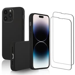 Hoesje iPhone 15 Pro Max en 2 beschermende schermen - Silicone - Zwart