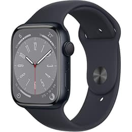 Apple Watch (Series 8) 2022 GPS 45 mm - Roestvrij staal Zwart - Sportbandje Zwart