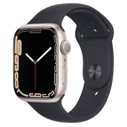 Apple Watch (Series 7) 2021 GPS 45 mm - Aluminium Sterrenlicht - Sportbandje Zwart