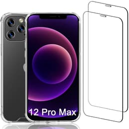 Hoesje iPhone 12 Pro Max en 2 beschermende schermen - Gerecycled plastic - Transparant