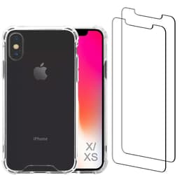 Hoesje iPhone X/iPhone XS en 2 beschermende schermen - Gerecycled plastic - Transparant