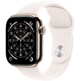 Apple Watch Series 11 (2025) GPS + Cellular 46 mm - Titanium Goud - Sportbandje Wit