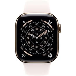 Apple Watch Series 11 (2025) GPS + Cellular 46 mm - Titanium Goud - Sportbandje Wit