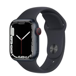 Apple Watch (Series 7) 2021 GPS + Cellular 45 mm - Titanium Zwart - Sportbandje Zwart