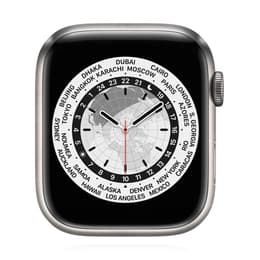 Apple Watch Series 7 (2021) GPS + Cellular 45 mm - Titanium Zilver - Sportbandje Zwart