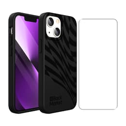 Back Market Hoesje iPhone 13 en beschermend scherm - 100% biologisch afbreekbaar - Zwart - Golfpatroon