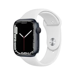 Apple Watch Series 7 (2021) GPS + Cellular 45 mm - Aluminium Midnight - Sportbandje Wit