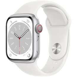 Apple Watch (Series 8) 2022 GPS + Cellular 41 mm - Aluminium Zilver - Sportbandje Wit