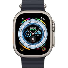 Apple Watch Ultra (2022) GPS + Cellular 49 mm - Titanium Naturel titanium - Ocean-bandje Zwart