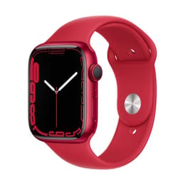 Apple Watch (Series 7) 2021 GPS + Cellular 45 mm - Aluminium Rood - Sportbandje Rood