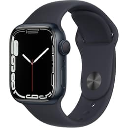 Apple Watch (Series 7) 2021 GPS 45 mm - Roestvrij staal Zwart - Geweven sportbandje Zwart