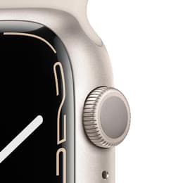 Apple Watch (Series 7) 2021 GPS 41 mm - Aluminium Zilver - Geweven sportbandje Sterrenlicht