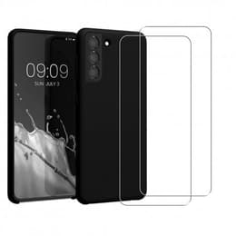Hoesje Galaxy S21+ 5G en 2 beschermende schermen - Silicone - Zwart