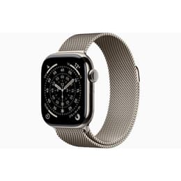 Apple Watch (2025) GPS + Cellular 42 mm - Titanium Naturel - Milanees bandje Grijs