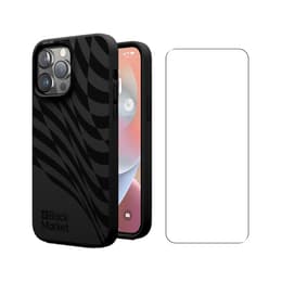 Back Market Hoesje iPhone 14 Pro Max en beschermend scherm - 100% biologisch afbreekbaar - Zwart - Golfpatroon