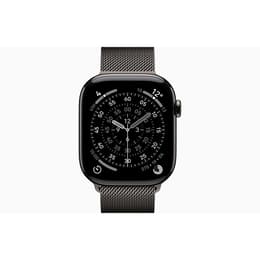 Apple Watch (2025) GPS + Cellular 46 mm - Titanium Leisteen - Milanees bandje Zwart