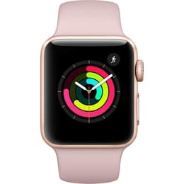 Apple Watch (Series 3) 2017 GPS 38 mm - Aluminium Rosé goud - Sportbandje Roze