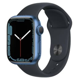Apple Watch (Series 7) 2021 GPS + Cellular 41 mm - Aluminium Blauw - Sportbandje Zwart