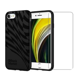 Back Market Hoesje iPhone 7/8/SE 2020/2022 en beschermend scherm - 100% biologisch afbreekbaar - Zwart - Golfpatroon
